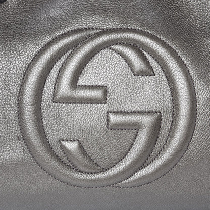 Gucci Metallic Pebbled Calfskin Medium Soho Chain Shoulder Bag Sasso 8 of 8