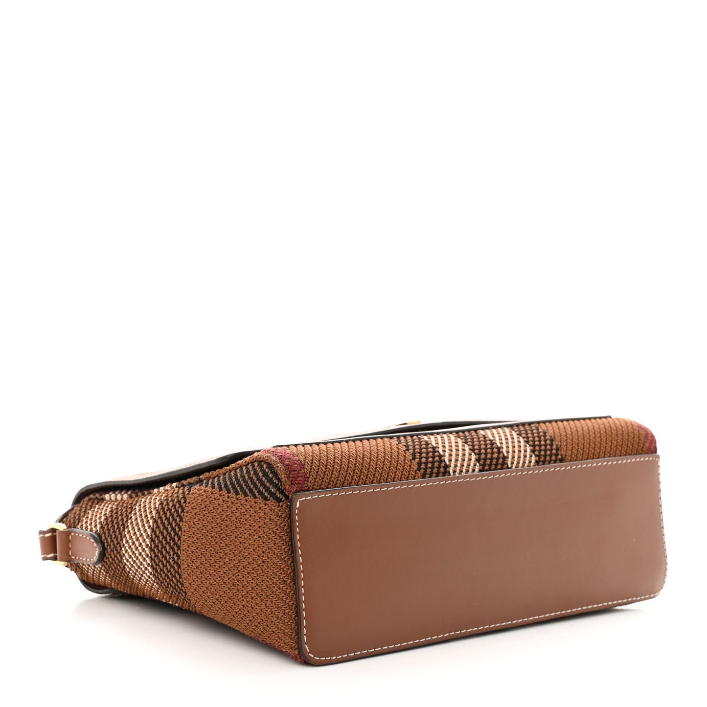Calfskin Exaggerated Check Note Crossbody Bag Dark Birch Brown