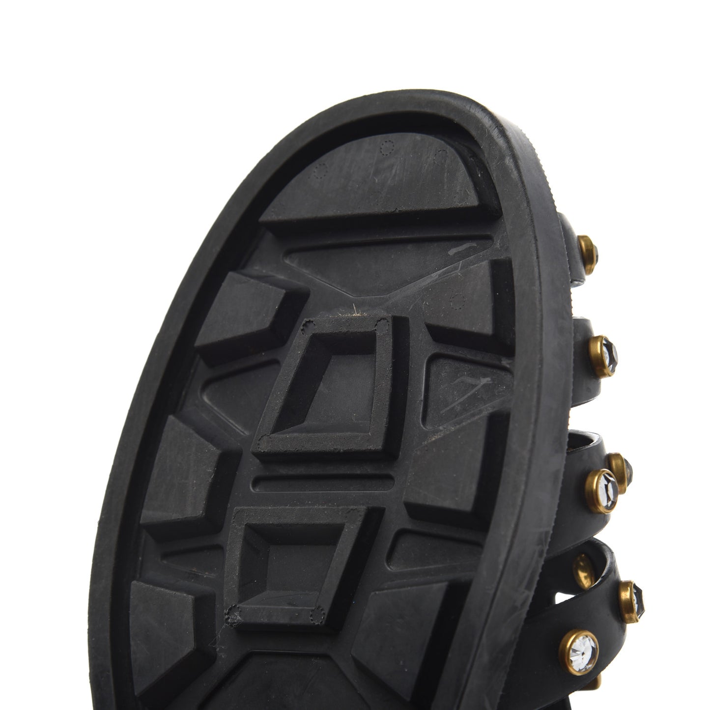 Rubber Crystal Womens Buckle Strap Sandals 37 Black