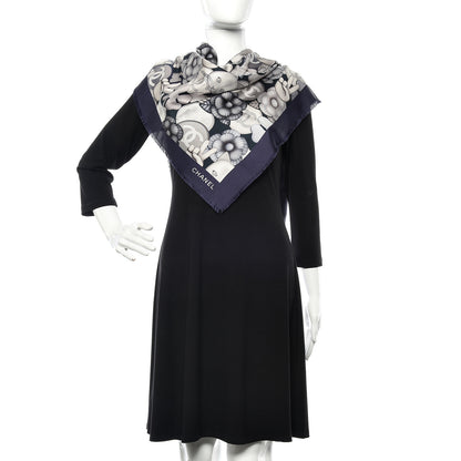 Chanel Silk Chiffon Cat Emoticon Scarf Blue 2 of 9