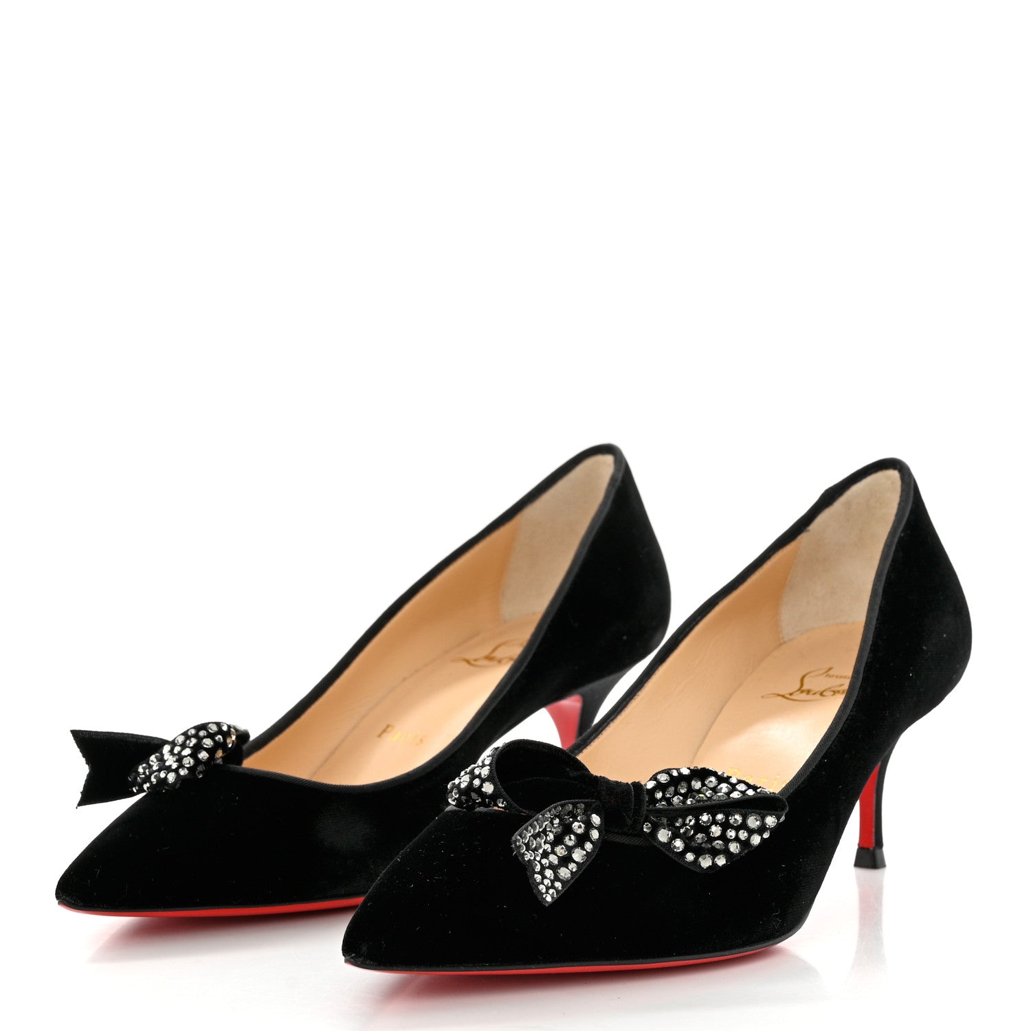 Christian Louboutin Velvet Madame Menule Bow 100 Pumps 37 Black 3 of 7