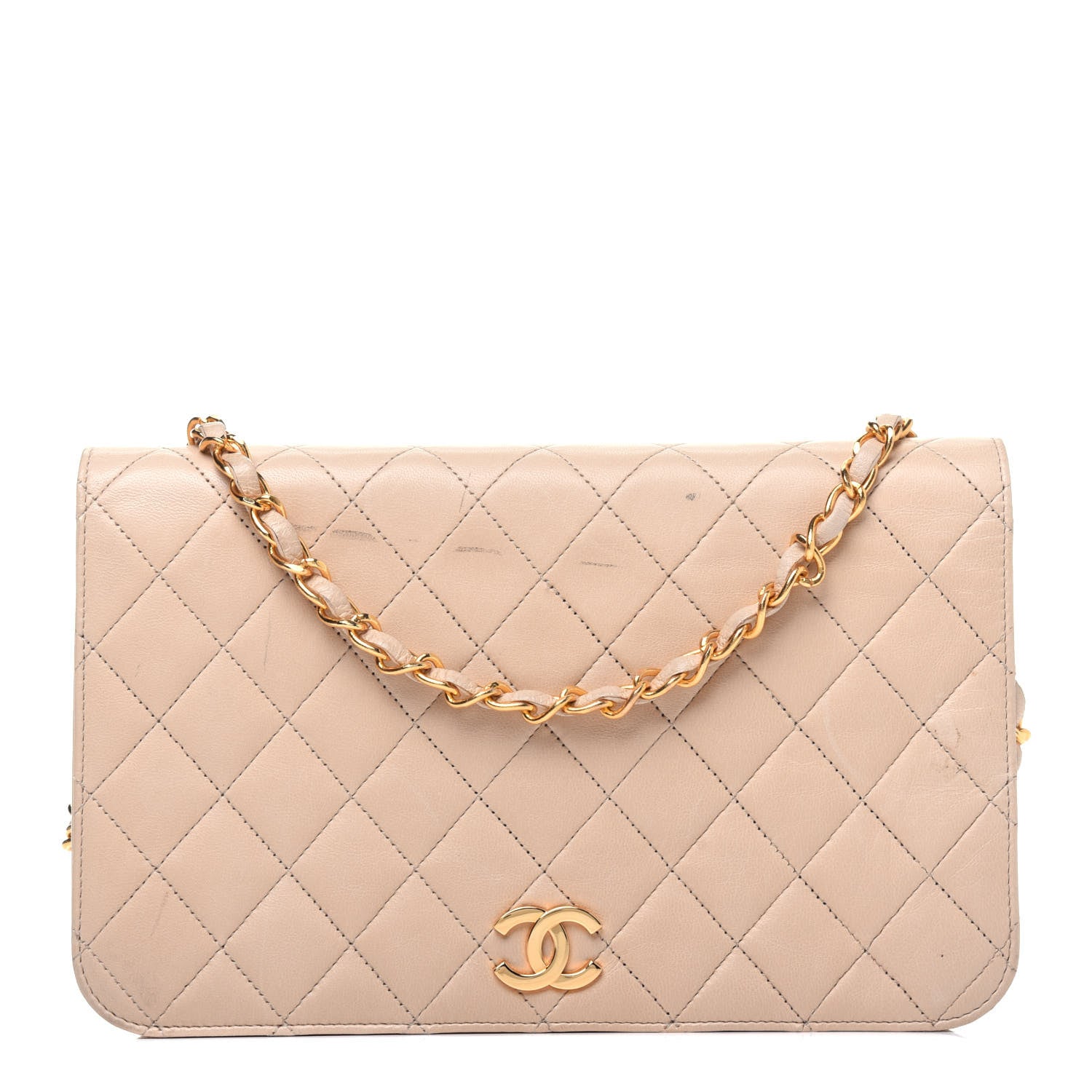 Chanel Lambskin Quilted Small Single Flap Beige 1 of 21