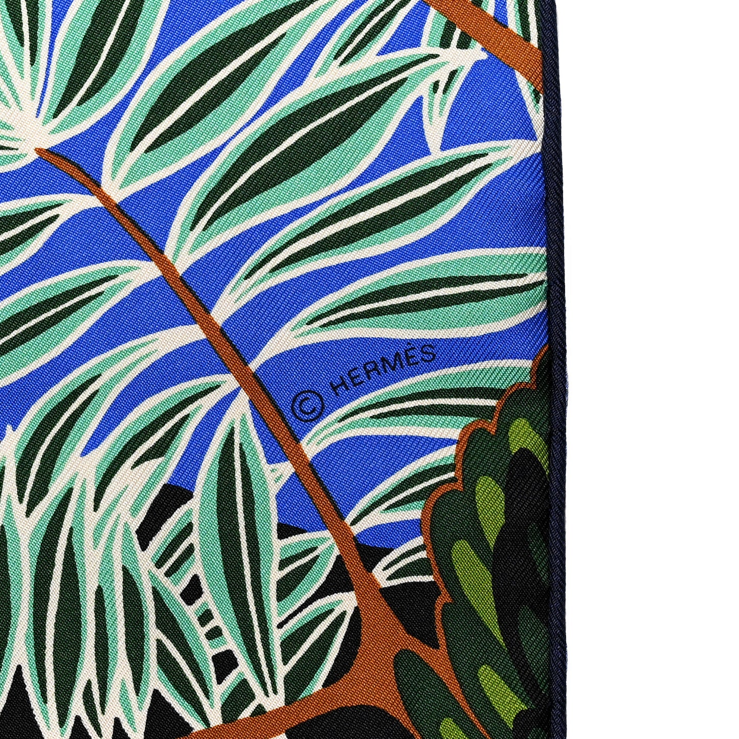 Silk The Three Graces Scarf 90 Bleu Vif Marron Vert