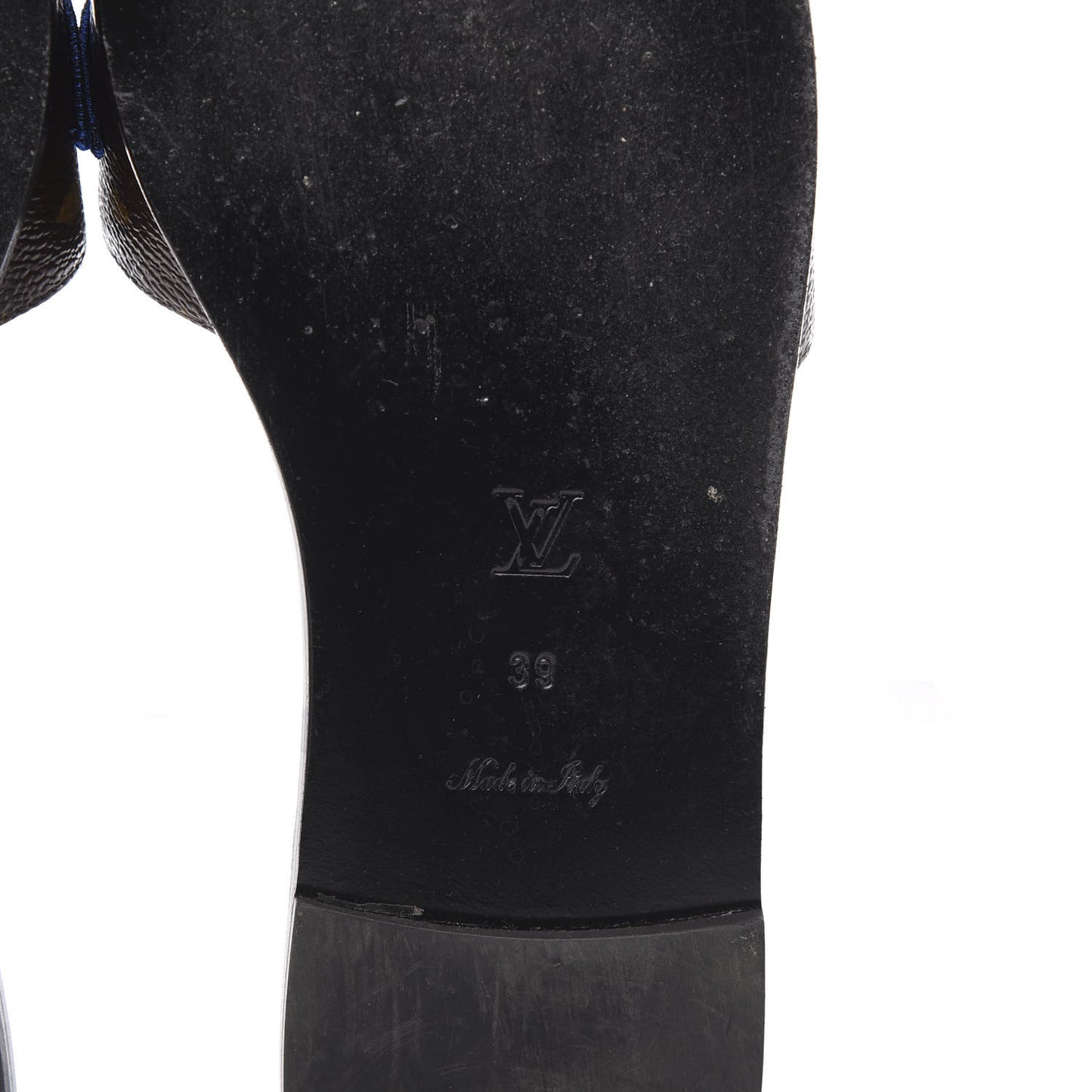 Patent Calfskin Monogram Black Heart Flat Mules 39 Cacao