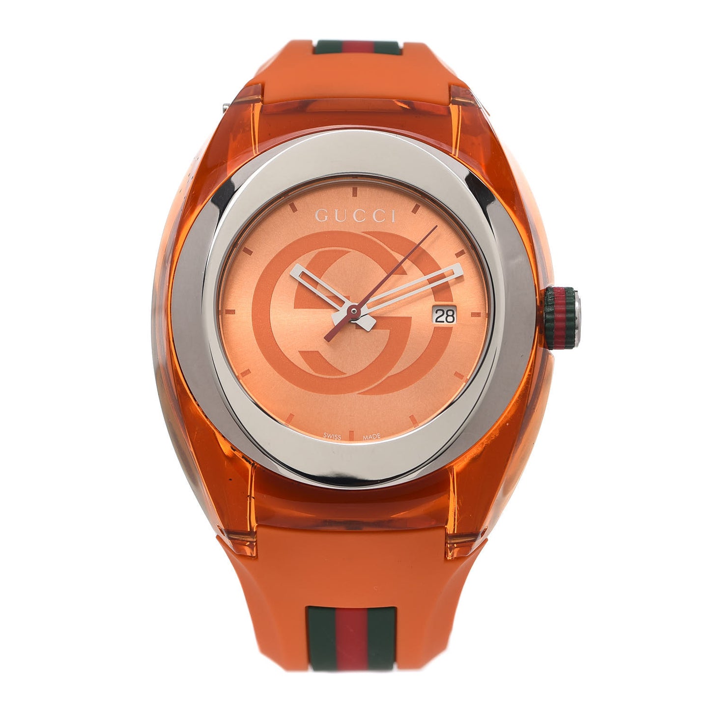 Stainless Steel Rubber 46mm Sync Web Quartz Watch Orange