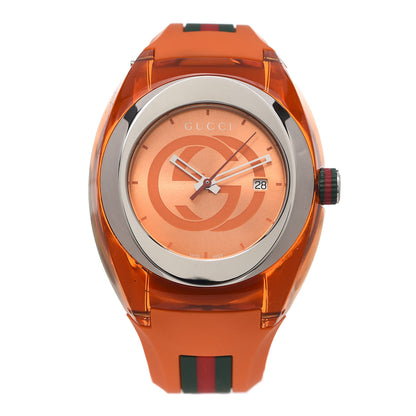 Gucci Stainless Steel Rubber 46mm Sync Web Quartz Watch Orange 1 of 5