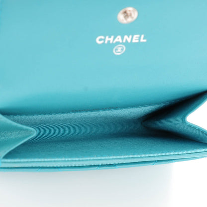 Chanel Lambskin Quilted Card Holder Turquoise 6 of 8