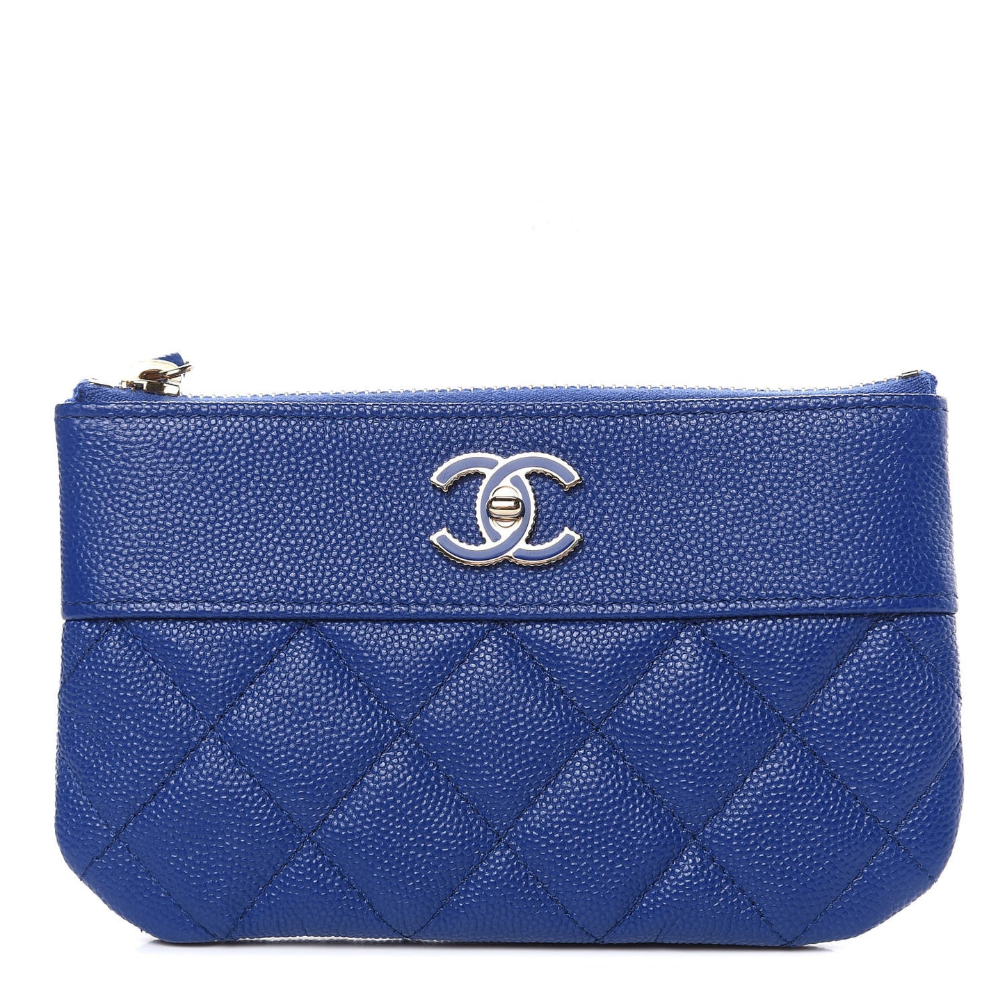 Caviar Quilted Small Vintage Mademoiselle Cosmetic Case Dark Blue