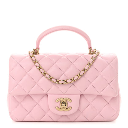 Chanel Lambskin Quilted Mini Top Handle Rectangular Flap Light Pink 1 of 13