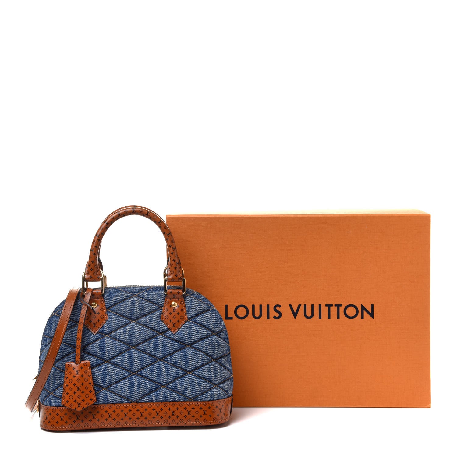 Louis Vuitton Denim Calfskin Reverse Monogram Malletage Alma BB Blue 12 of 12