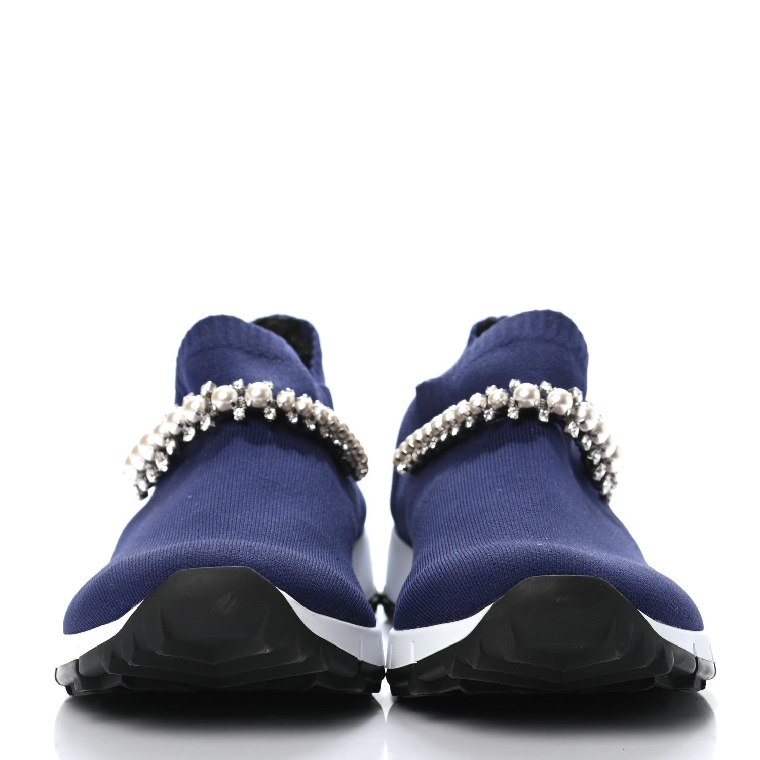 Jimmy Choo Knit Crystal Pearl Verona Sneaker 38 Navy 2 of 7
