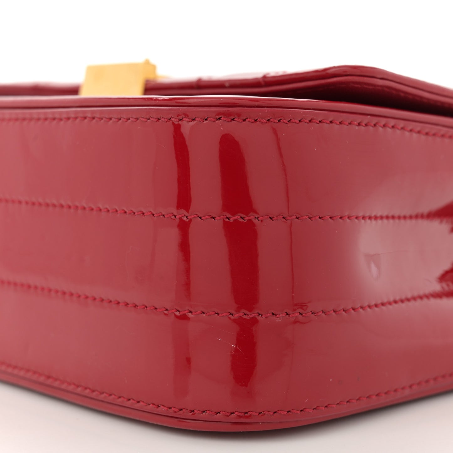 Patent Matelasse Monogram Small Vicky Chain Bag Red