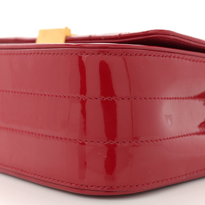 Saint Laurent Patent Matelasse Monogram Small Vicky Chain Bag Red 10 of 13