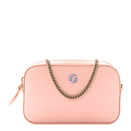 Gucci Dollar Calfskin Enamel Super Mini GG Marmont Chain Shoulder Bag Light Pink Blue 1 of 10
