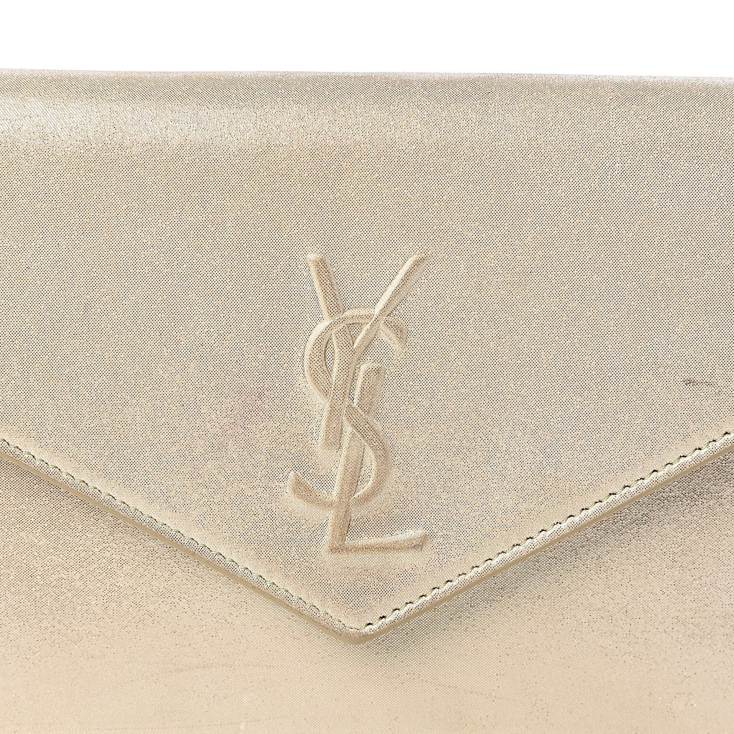 Metallic Fabric Monogram Envelope Chain Wallet Light Gold