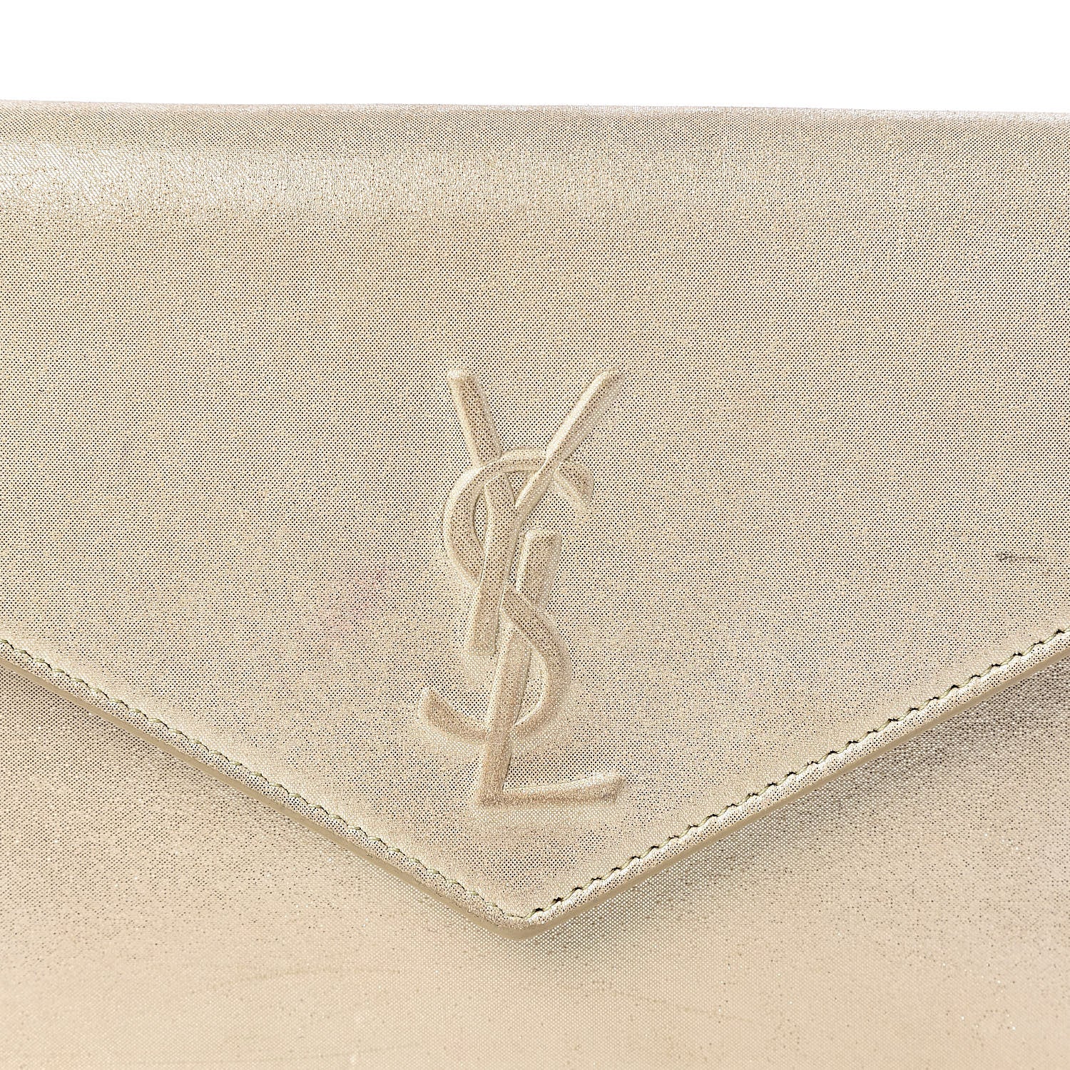 Saint Laurent Metallic Fabric Monogram Envelope Chain Wallet Light Gold 10 of 14