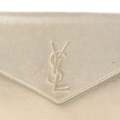 Saint Laurent Metallic Fabric Monogram Envelope Chain Wallet Light Gold 10 of 14