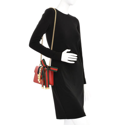 Gucci Calfskin Mini Sylvie Chain Shoulder Bag Hibiscus Red 2 of 8