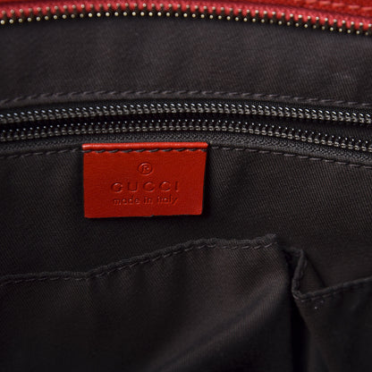 Gucci Coated Canvas Monogram Embossed Medium Flat Messenger Bag Red 7 of 9