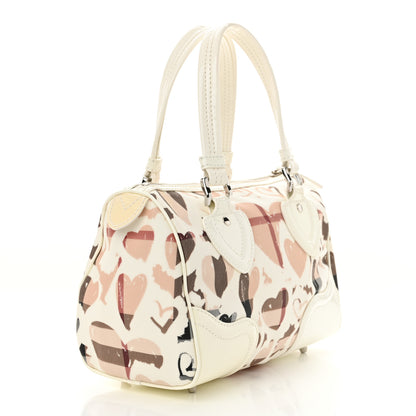 Burberry Patent Nova Check Heart Small Chester Bowling Bag White 3 of 11