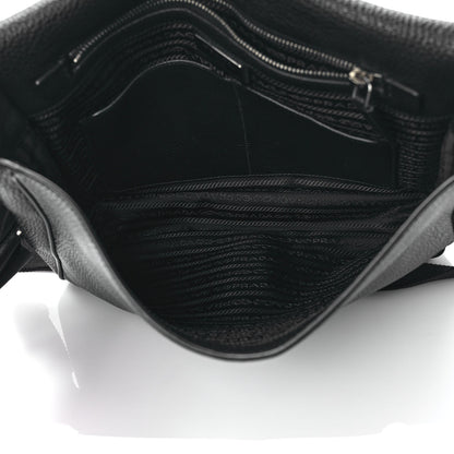 Prada Vitello Daino Flat Flap Messenger Bag Black 5 of 11