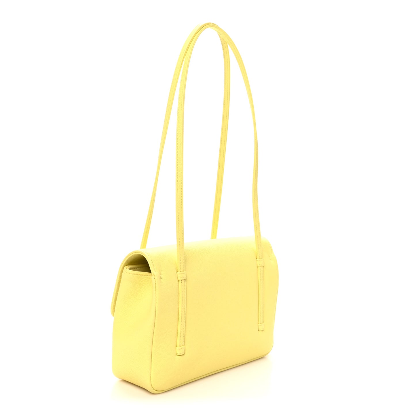 Shiny Caviar Preppy Coco Small Flap Light Yellow