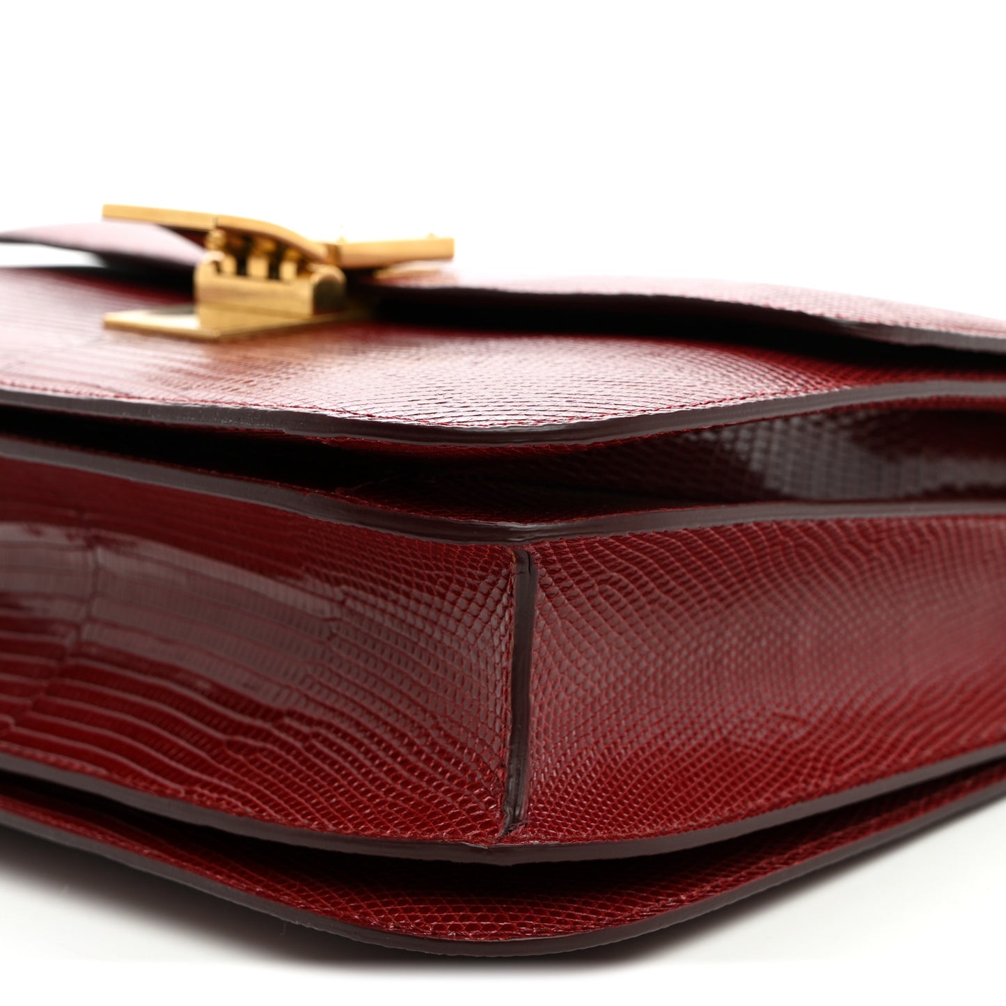 Lizard Medium Classic Box Flap Bag Ruby