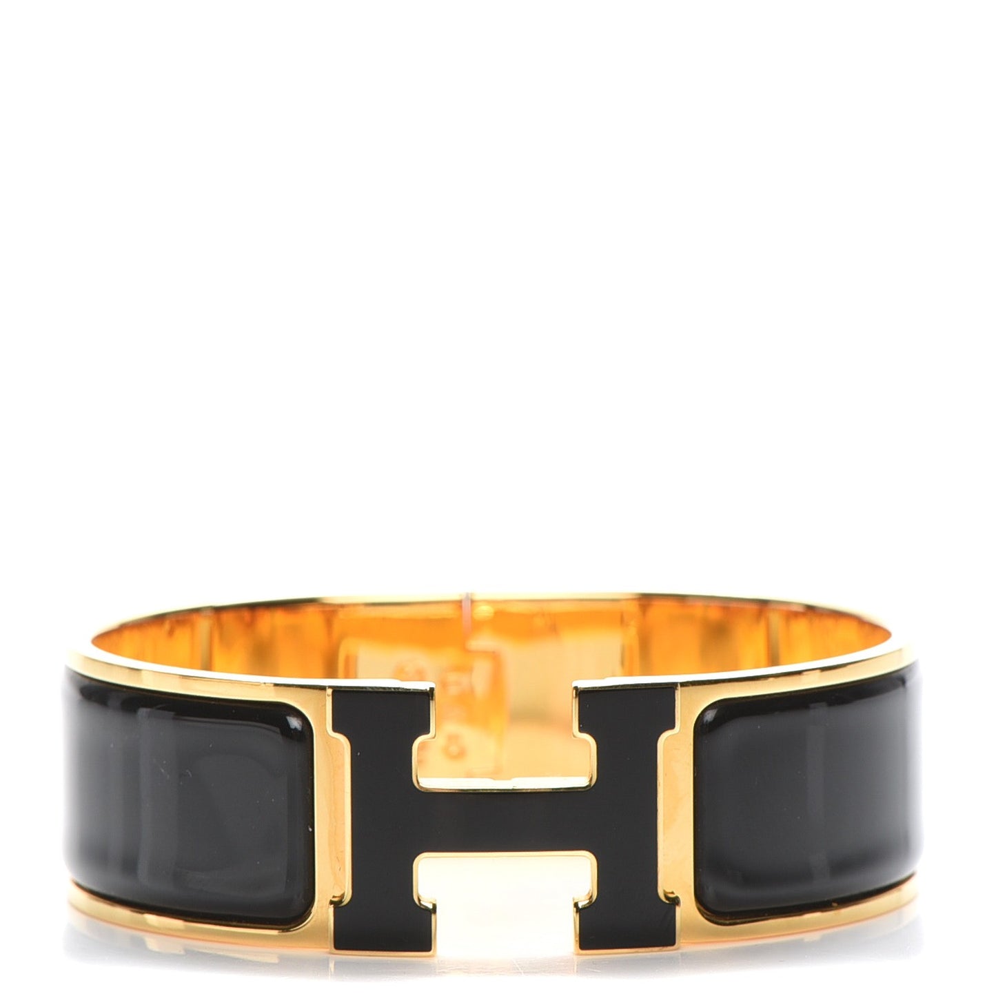 Enamel Wide Clic Clac H Bracelet GM Black