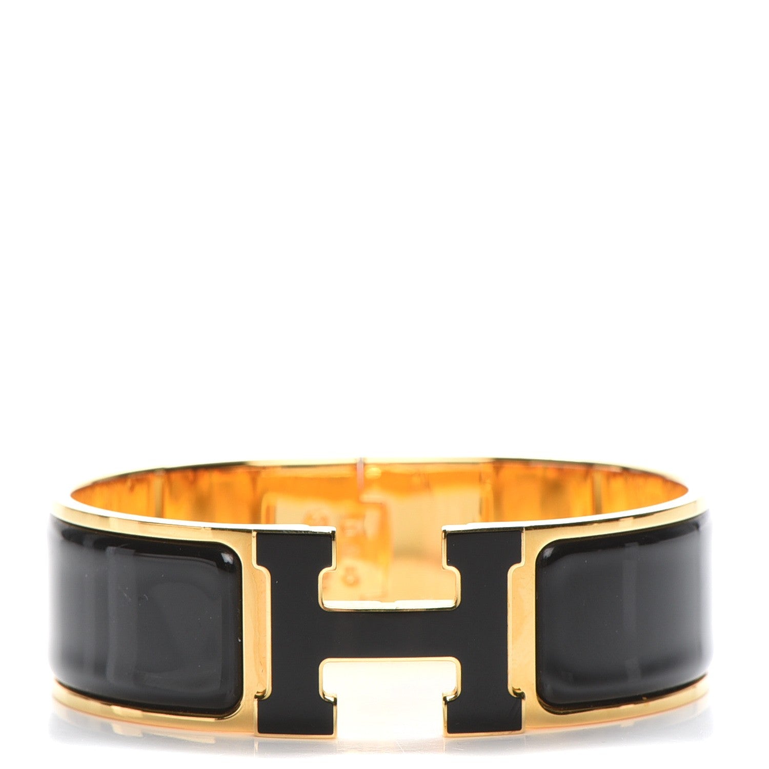 Hermes Enamel Wide Clic Clac H Bracelet GM Black 1 of 5