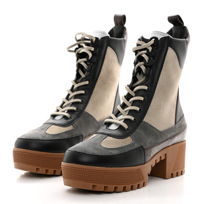Louis Vuitton Suede Calfskin Monogram Platform Desert Boots 37 Gray 3 of 9