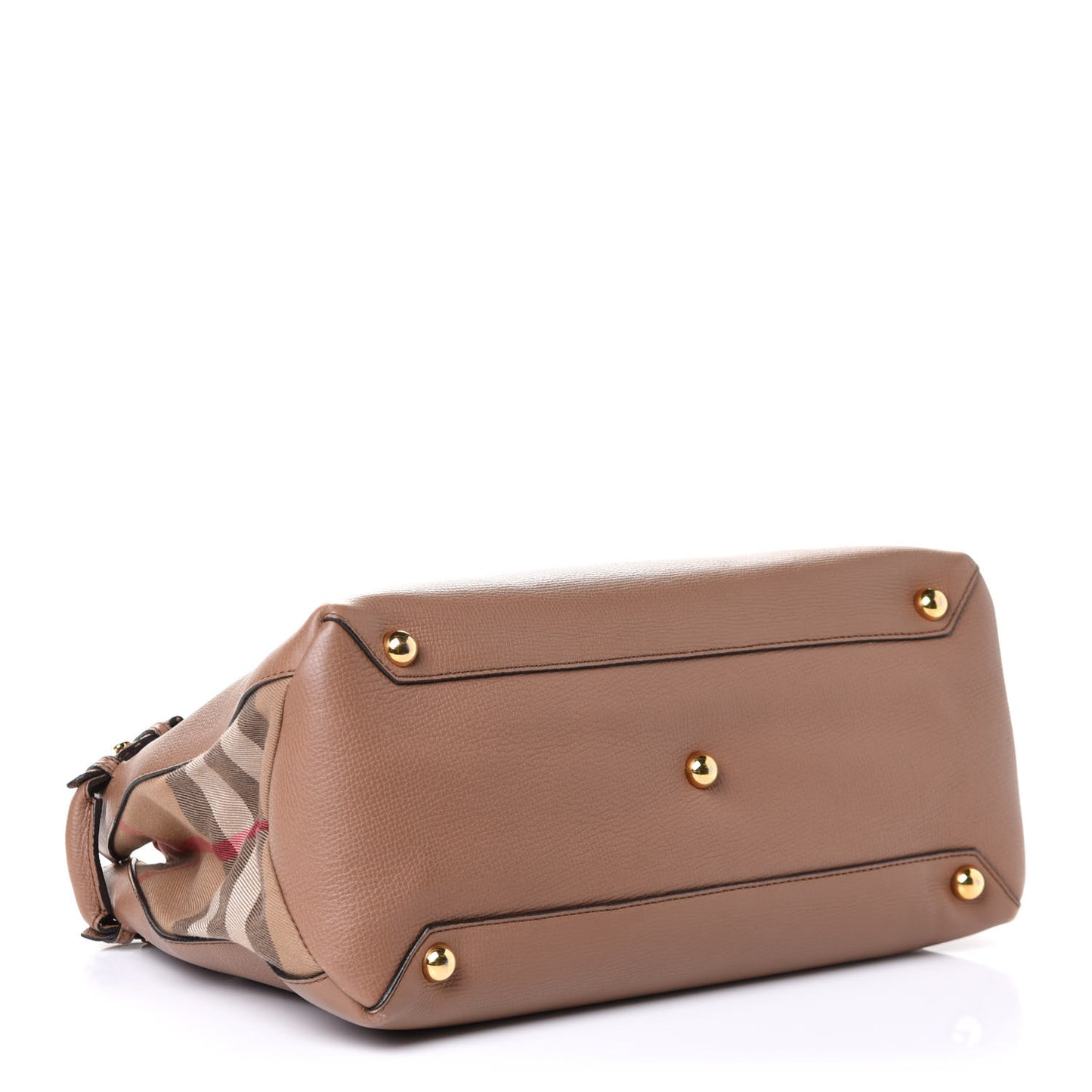 Grainy Calfskin House Check Medium Banner Tote Dark Sand