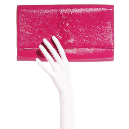 Saint Laurent Textured Patent Monogram Large Belle De Jour Clutch Fuchsia 2 of 7