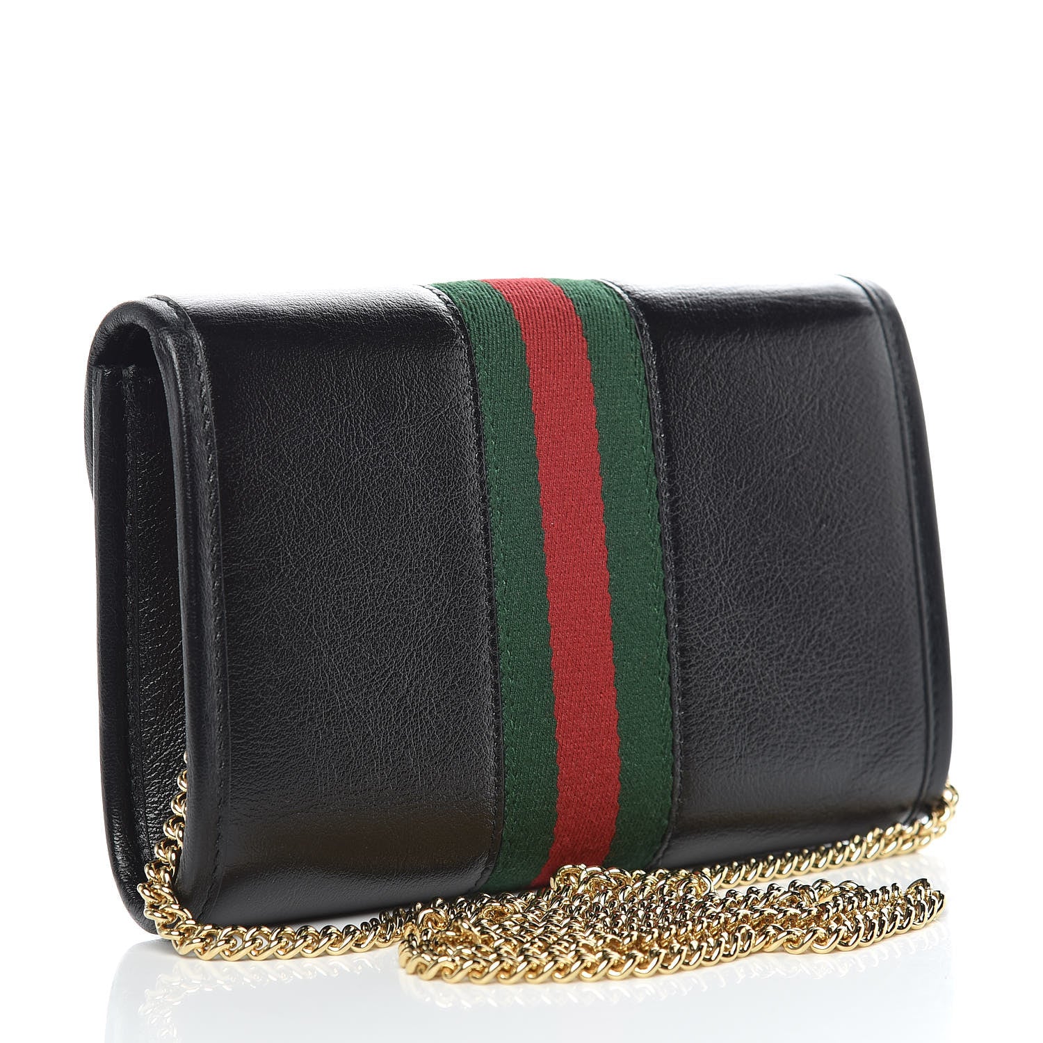 Gucci Textured Calfskin Web Mini Rajah Slim Flap Shoulder Bag Black 3 of 11