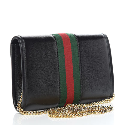 Gucci Textured Calfskin Web Mini Rajah Slim Flap Shoulder Bag Black 3 of 11