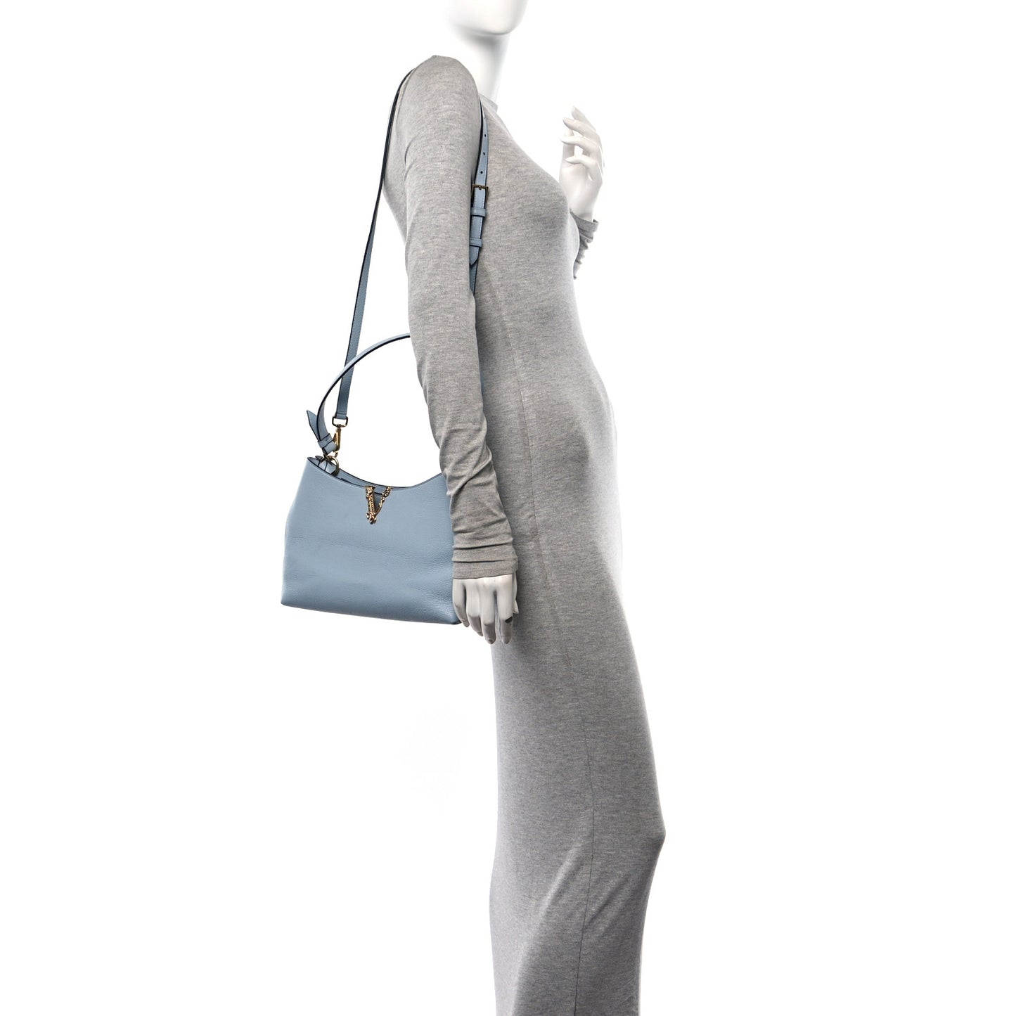 Calfskin Vitello Virtus Hobo Light Blue