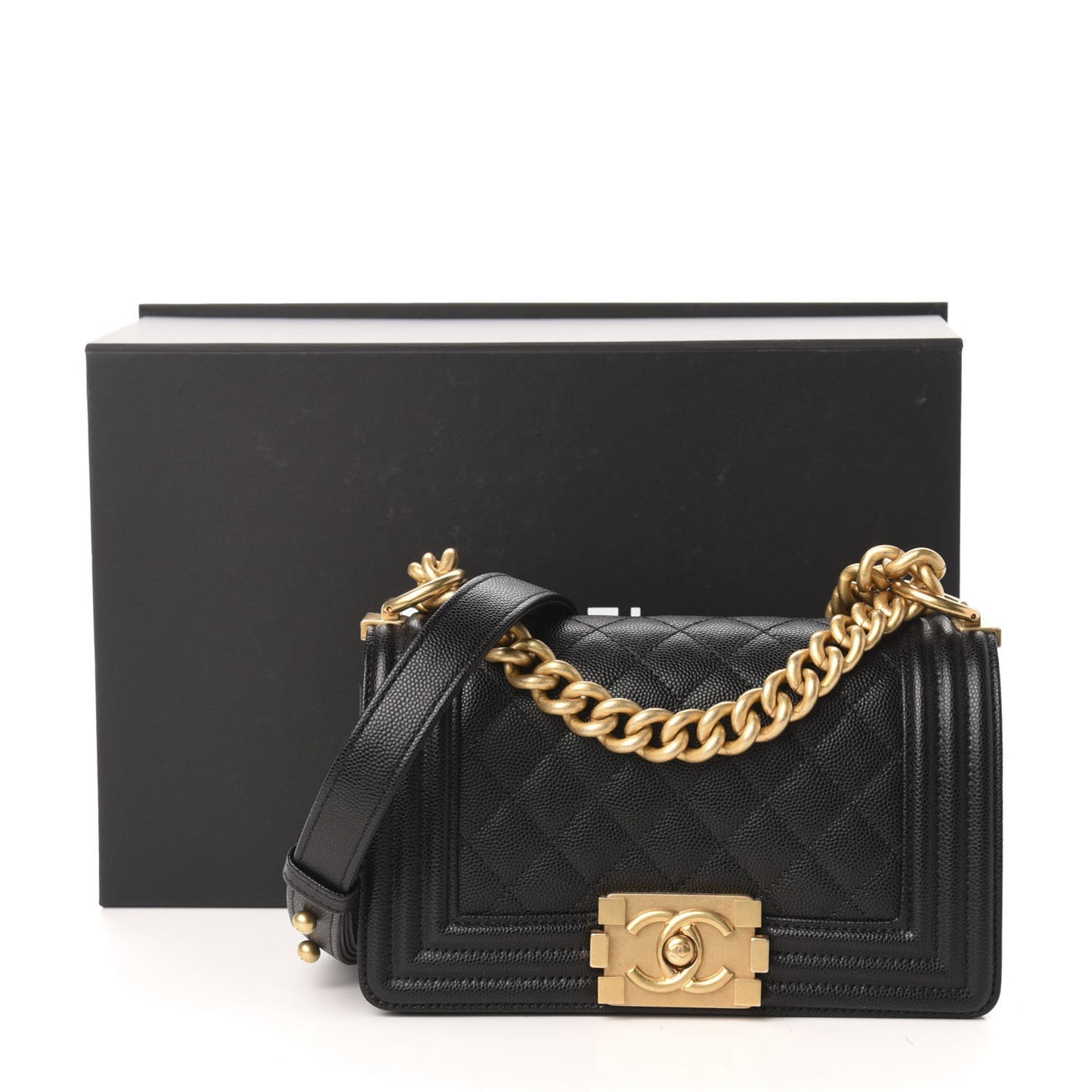 Caviar Quilted Small Boy Flap Black