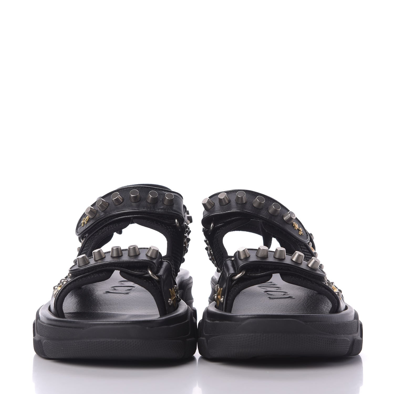 Gucci Nappa Mesh Studded Mens Aguru Sandals 8 Black 3 of 8
