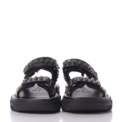 Gucci Nappa Mesh Studded Mens Aguru Sandals 8 Black 3 of 8