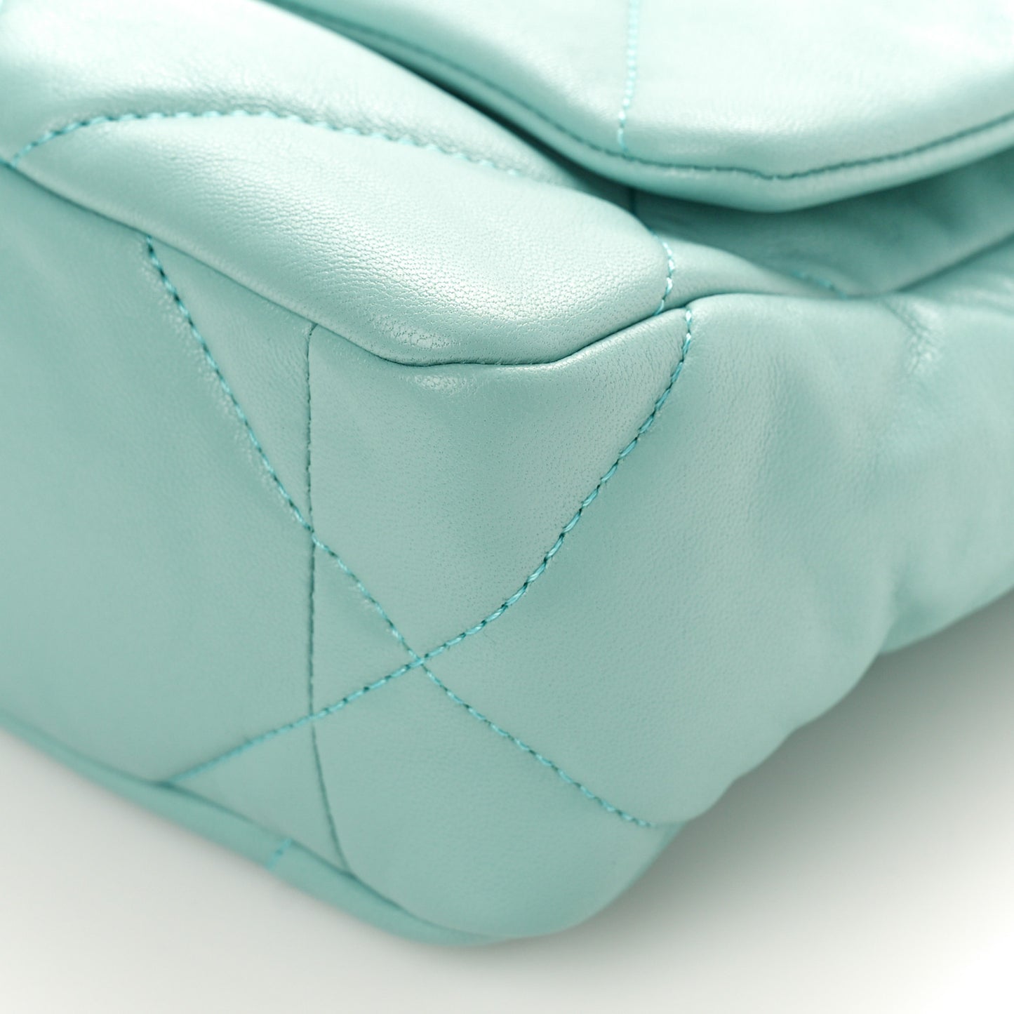 Shiny Lambskin Quilted Medium Chanel 19 Flap Light Blue