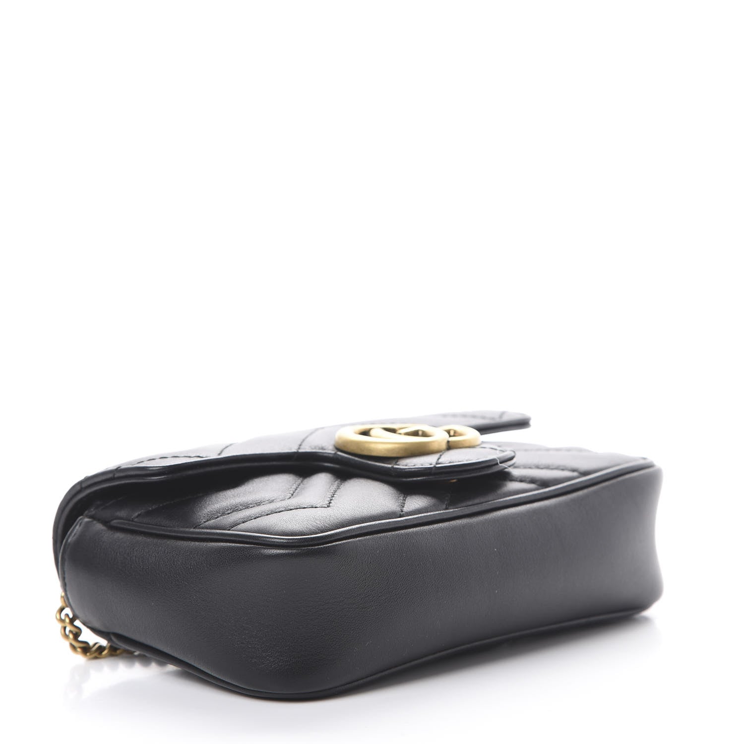 Gucci Calfskin Matelasse Super Mini GG Marmont Shoulder Bag Black 3 of 11