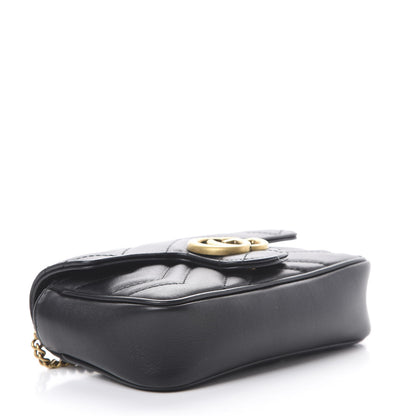 Gucci Calfskin Matelasse Super Mini GG Marmont Shoulder Bag Black 3 of 11