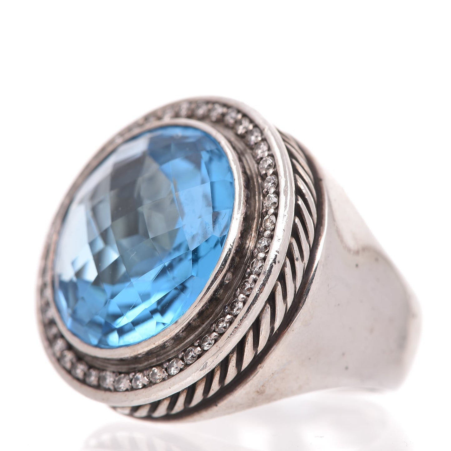 Sterling Silver Diamond Blue Topaz Cerise Ring 57 8
