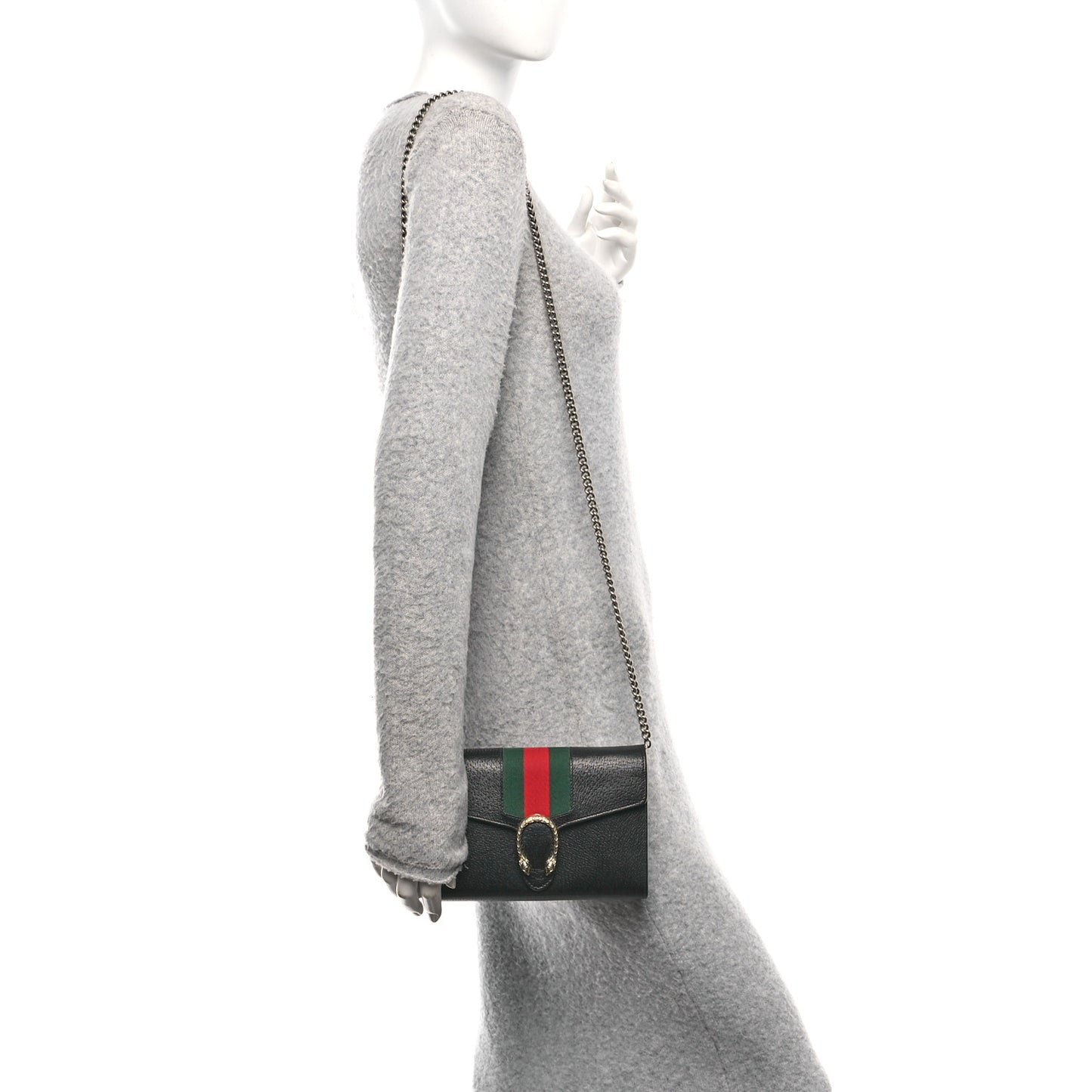 Calfskin Web Mini Dionysus Chain Wallet Black