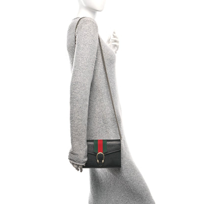 Gucci Calfskin Web Mini Dionysus Chain Wallet Black 2 of 10