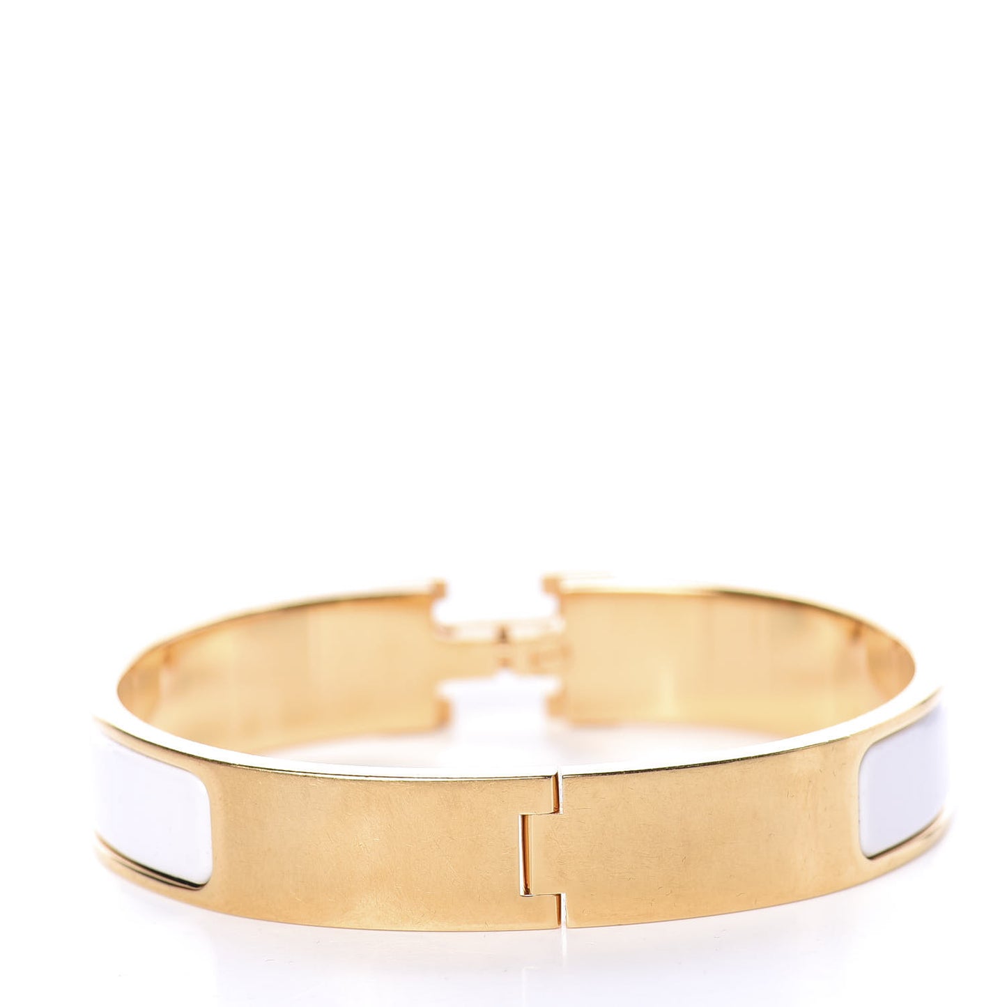 Enamel Narrow Clic Clac H Bracelet GM White