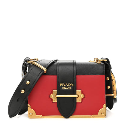 Prada City Calfskin Saffiano Cahier Bag Fuoco Black 1 of 7