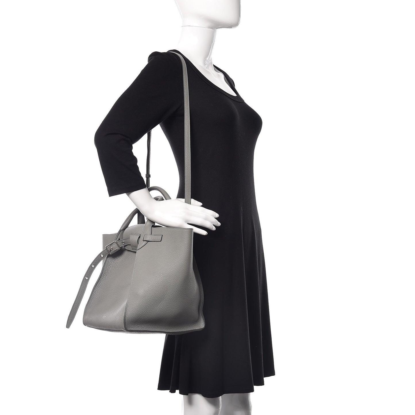 Supple Grained Calfskin Small Big Bag Grey