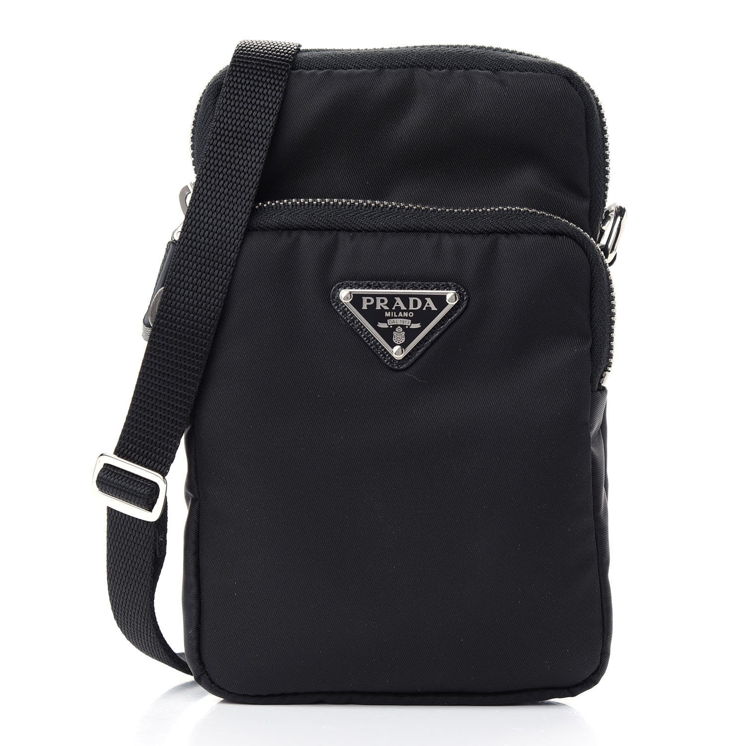 Prada Tessuto Nylon Saffiano Crossbody Pouch Black 1 of 8