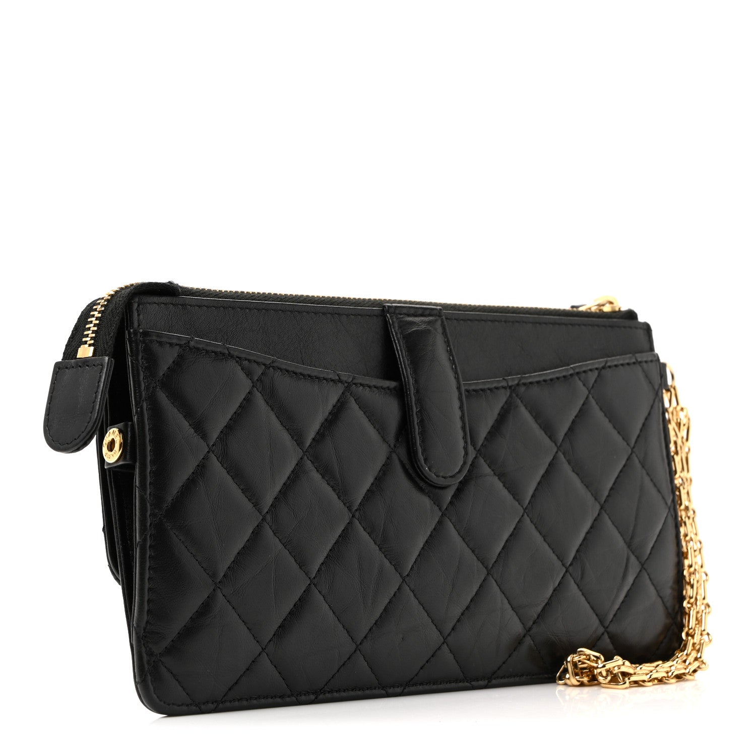 Chanel Aged Calfskin Quilted 2.55 Reissue Pouch With Chain Handle Black 7 of 27