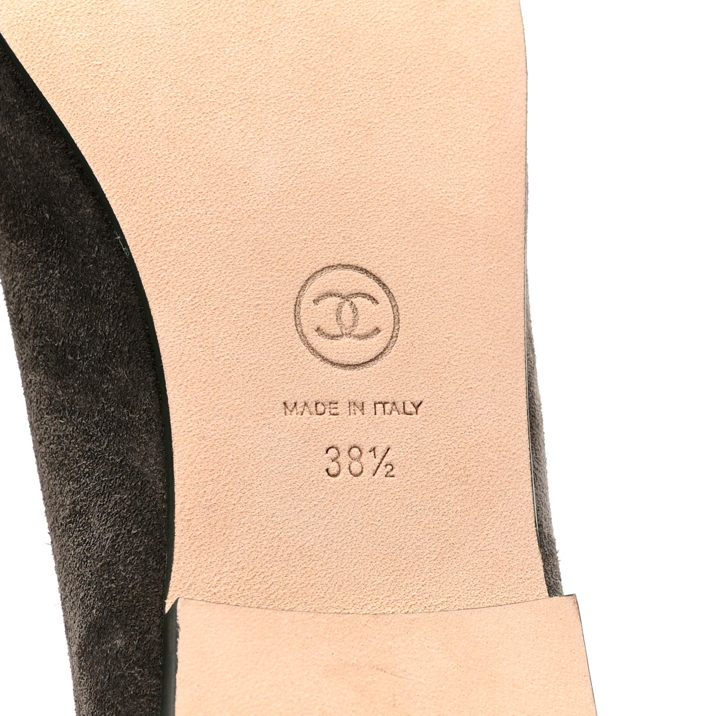 Suede Calfskin Cap Toe CC Ballerina Flats 38.5 Dark Khaki Dark Green